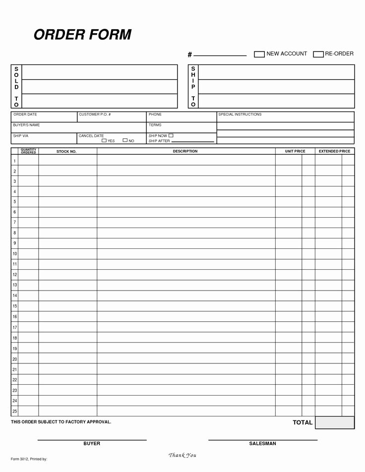 Special order form Template New Free Blank order form Template
