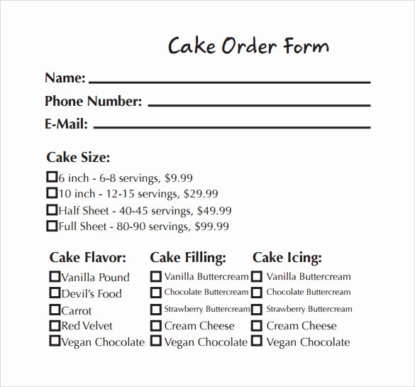Special order form Template New Sample Cake order form Template 13 Free Documents
