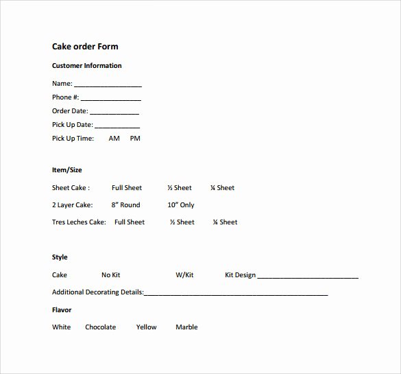 Special order form Template New Sample Cake order form Template 16 Free Documents