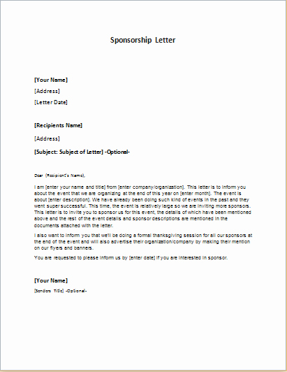 Sponsorship form Template Word Awesome Sponsorship Letter Templates for Ms Word