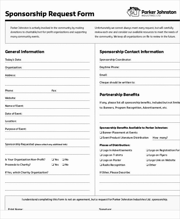 Sponsorship form Template Word Beautiful Sample Sponsorship Request form 9 Examples In Word Pdf
