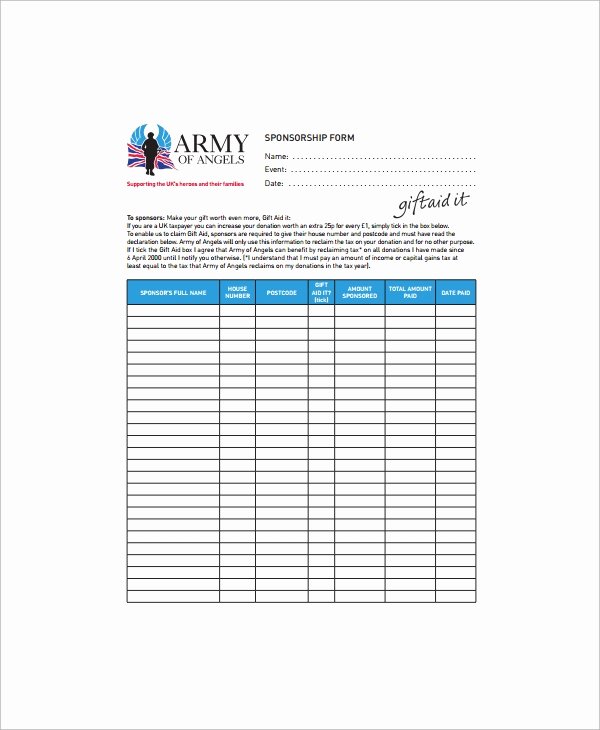 Sponsorship form Template Word Elegant Sample Sponsorship form 9 Documents In Word Pdf