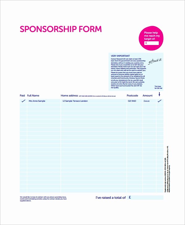 Sponsorship form Template Word New Sample Sponsorship form 9 Documents In Word Pdf