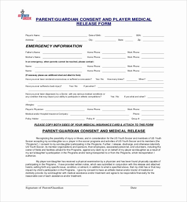 Sports Waiver form Template Unique Free 20 Sample Medical Release forms