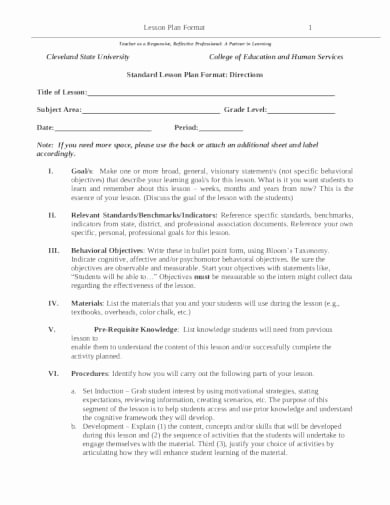 Standard Based Lesson Plan Template Lovely Free 10 College Lesson Plan Examples &amp; Templates