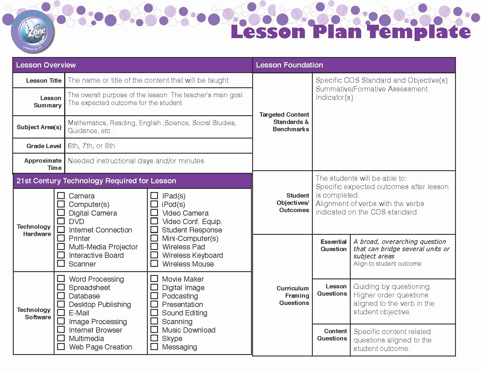 Standard Based Lesson Plan Template New Lesson Plan Template