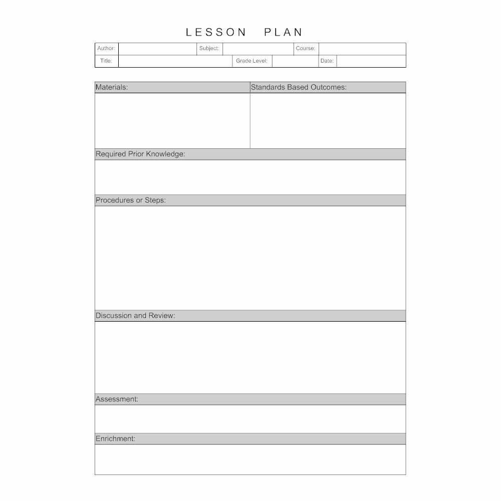 Standard Based Lesson Plan Template New Lesson Plan Template