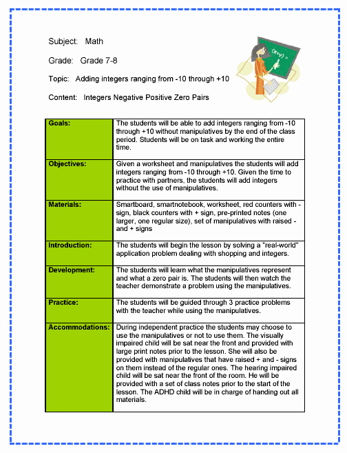 Standard Based Lesson Plan Template Unique Math Lesson Plan Sample