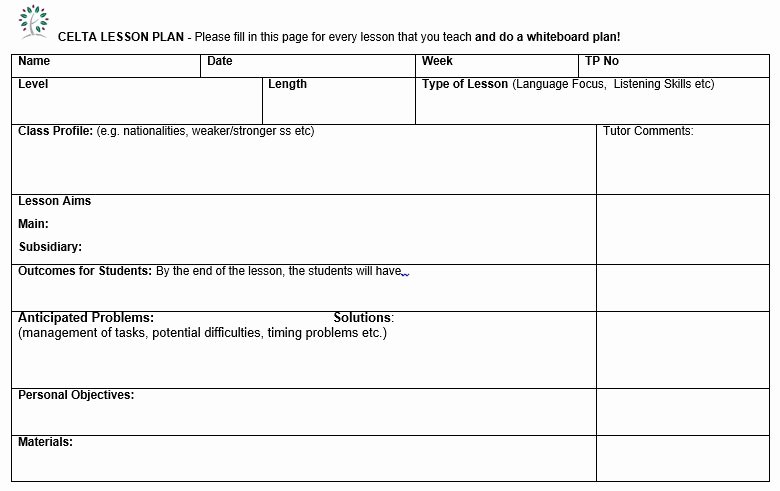 Standard Lesson Plan Template Fresh How to Write Celta Lesson Plans