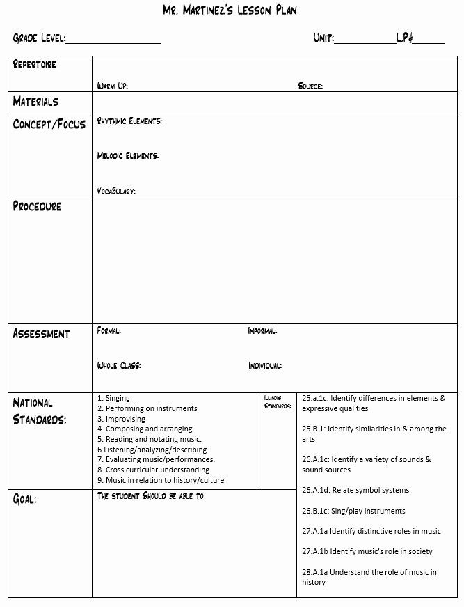 Standard Lesson Plan Template Fresh Mr M S Music Blog Lesson Plan Template for General Music