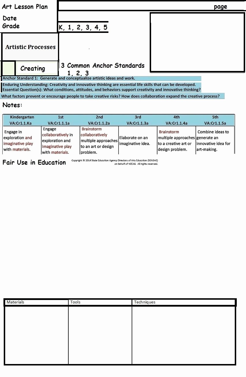 Standard Lesson Plan Template Luxury the Smartteacher Resource Art Lesson Plan Template