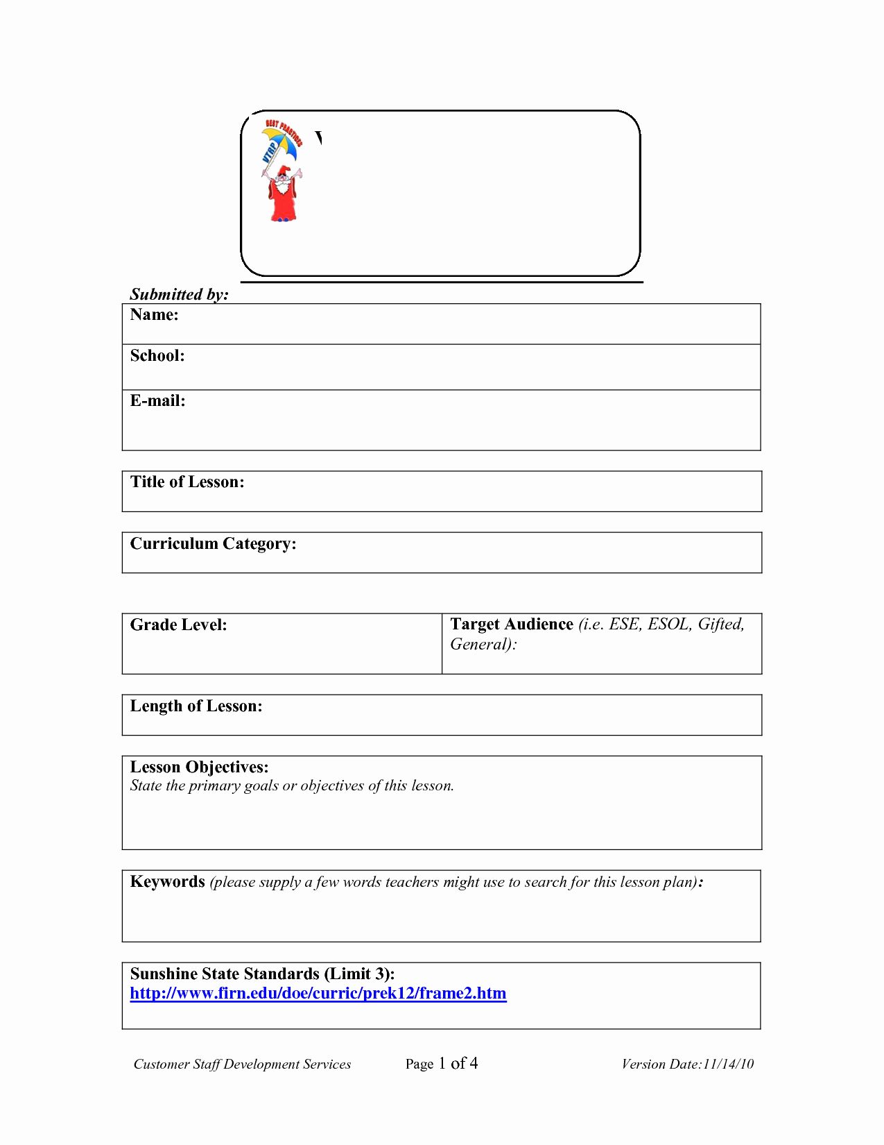 Standards Based Lesson Plan Template Best Of Best S Of Florida Lesson Plan Template Preschool