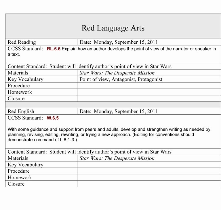 Standards Based Lesson Plan Template Fresh Writing Lesson Plans In the Self Contained Classroom