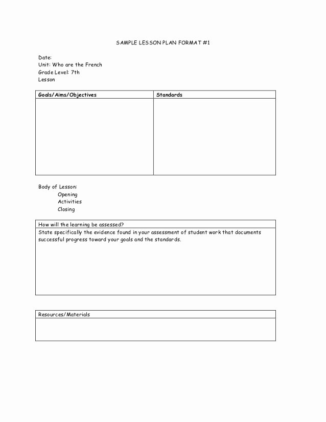 Standards Based Lesson Plan Template Luxury Obe Lesson Plan format