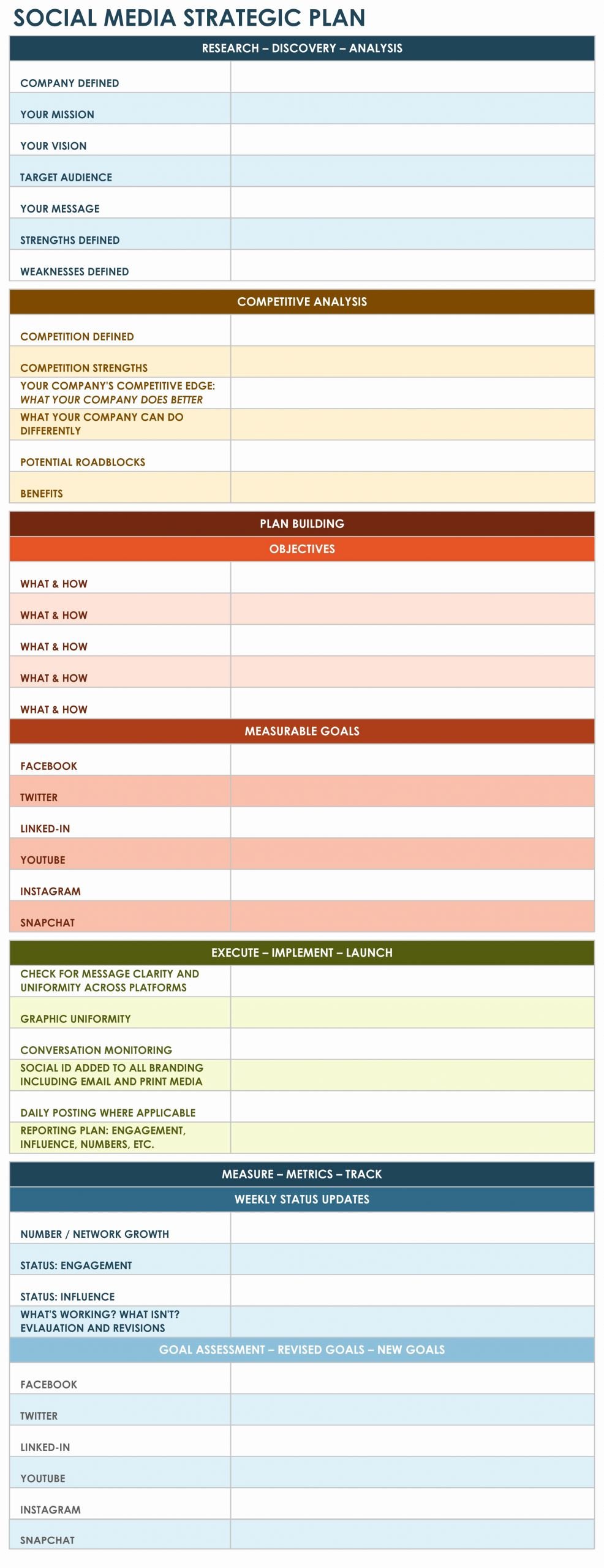 Strategic Planning Template Excel Unique social Media Strategic Plan Excel Template