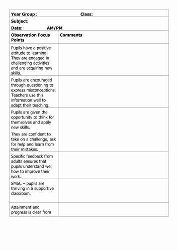 Student Observation form Template Awesome Learning Walk Classroom Observation Template by
