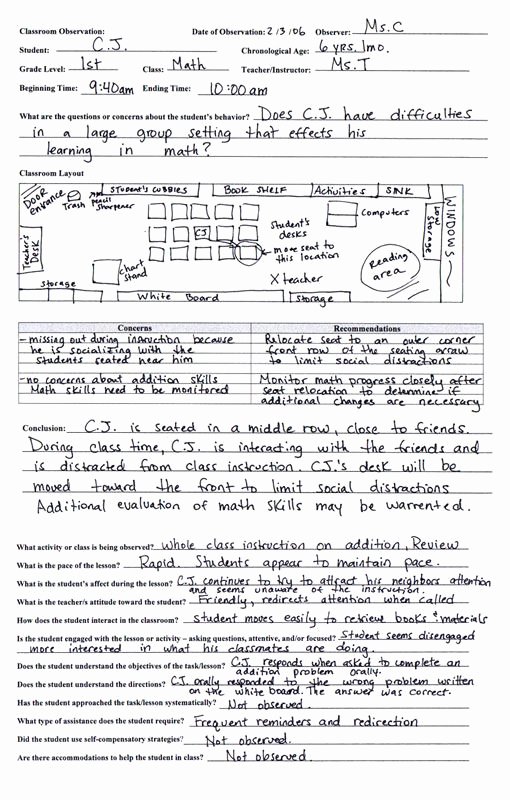 Student Observation form Template Elegant 1 Do2learn Educational Resources for Special Needs This