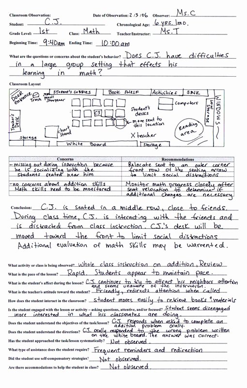 Student Observation form Template New Do2learn Educational Resources for Special Needs