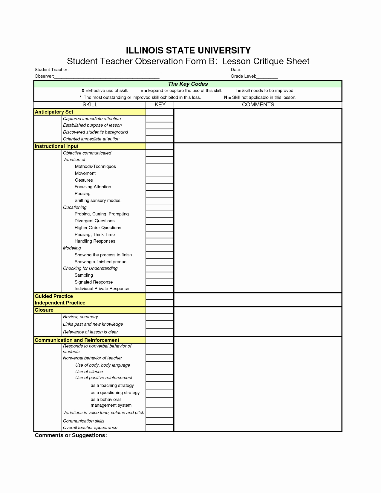 Student Observation form Template Unique 7 Best Of Printable Observation forms Printable