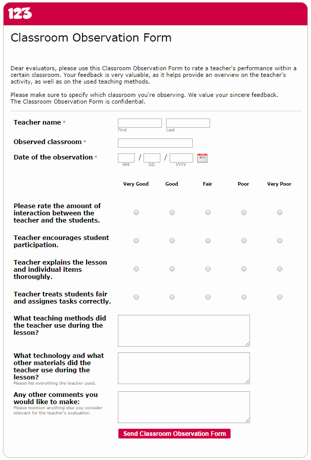 Student Observation form Template Unique Tuesday Template the Helpful Classroom Observation form