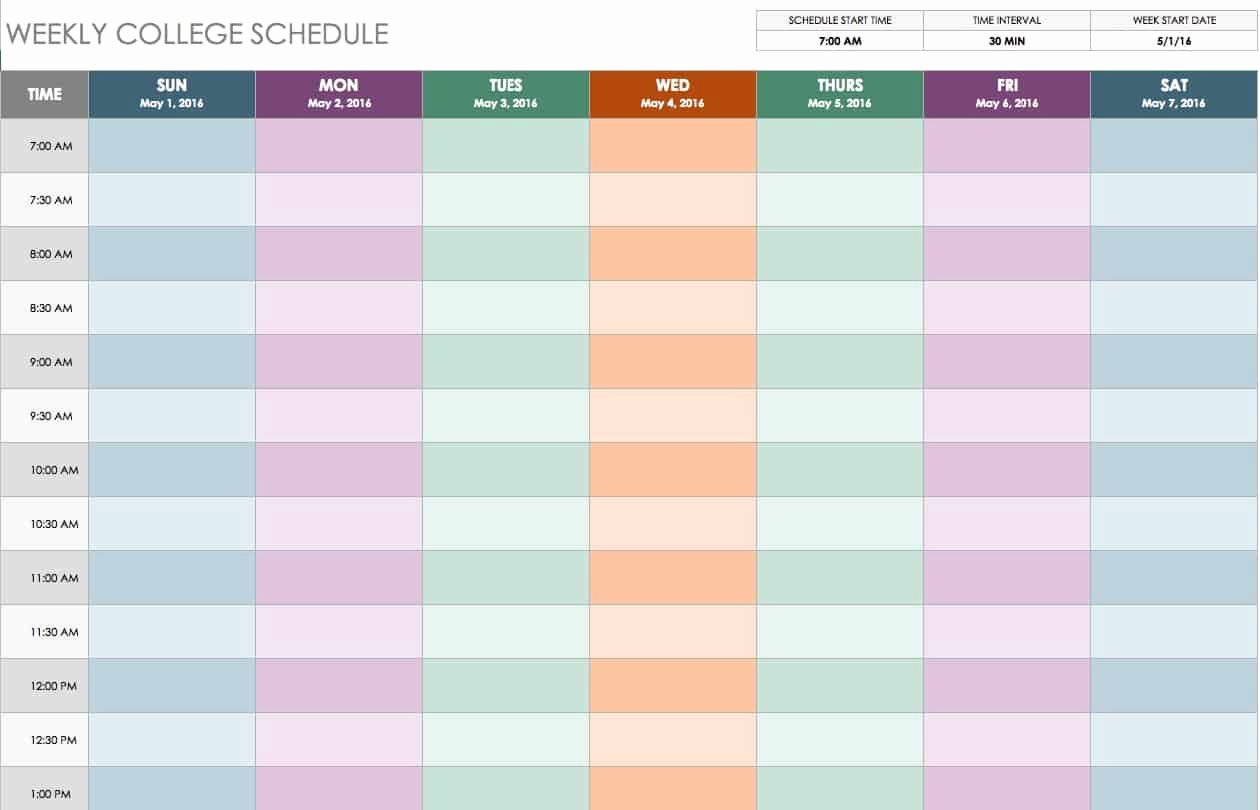 Student Weekly Schedule Template Best Of Free Weekly Schedule Templates for Excel Smartsheet