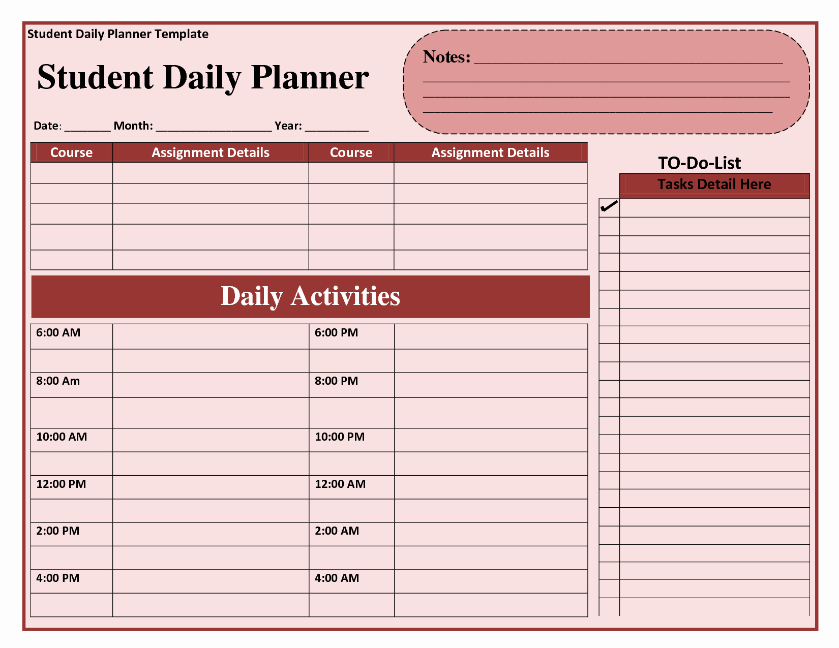 Student Weekly Schedule Template Elegant Daily Planner Student Calendar June