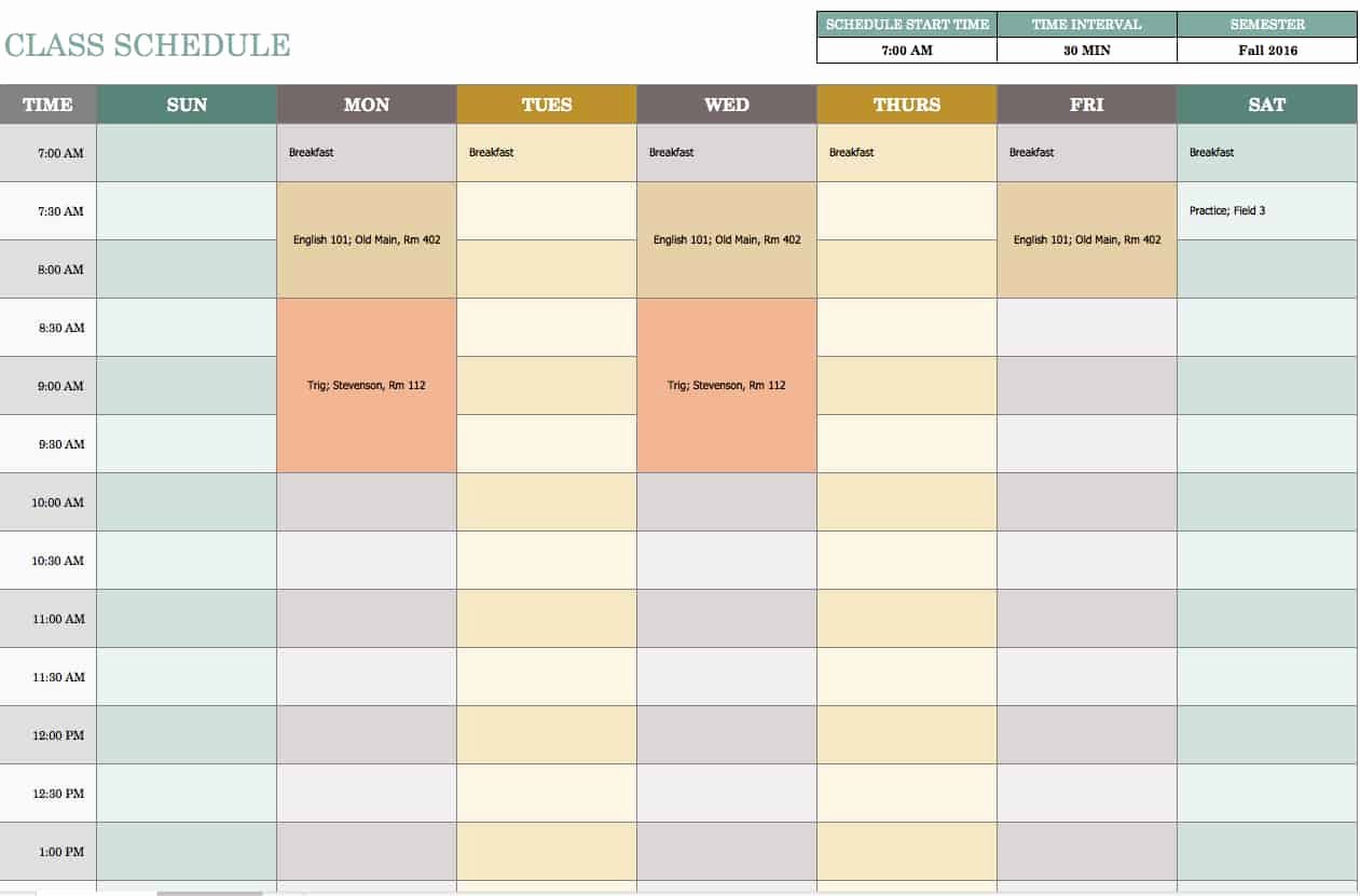 Student Weekly Schedule Template Fresh Free Weekly Schedule Templates for Excel Smartsheet