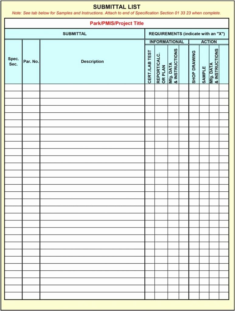 Submittal Schedule Template Excel Elegant Submittal Tracking Spreadsheet Google Spreadshee Submittal