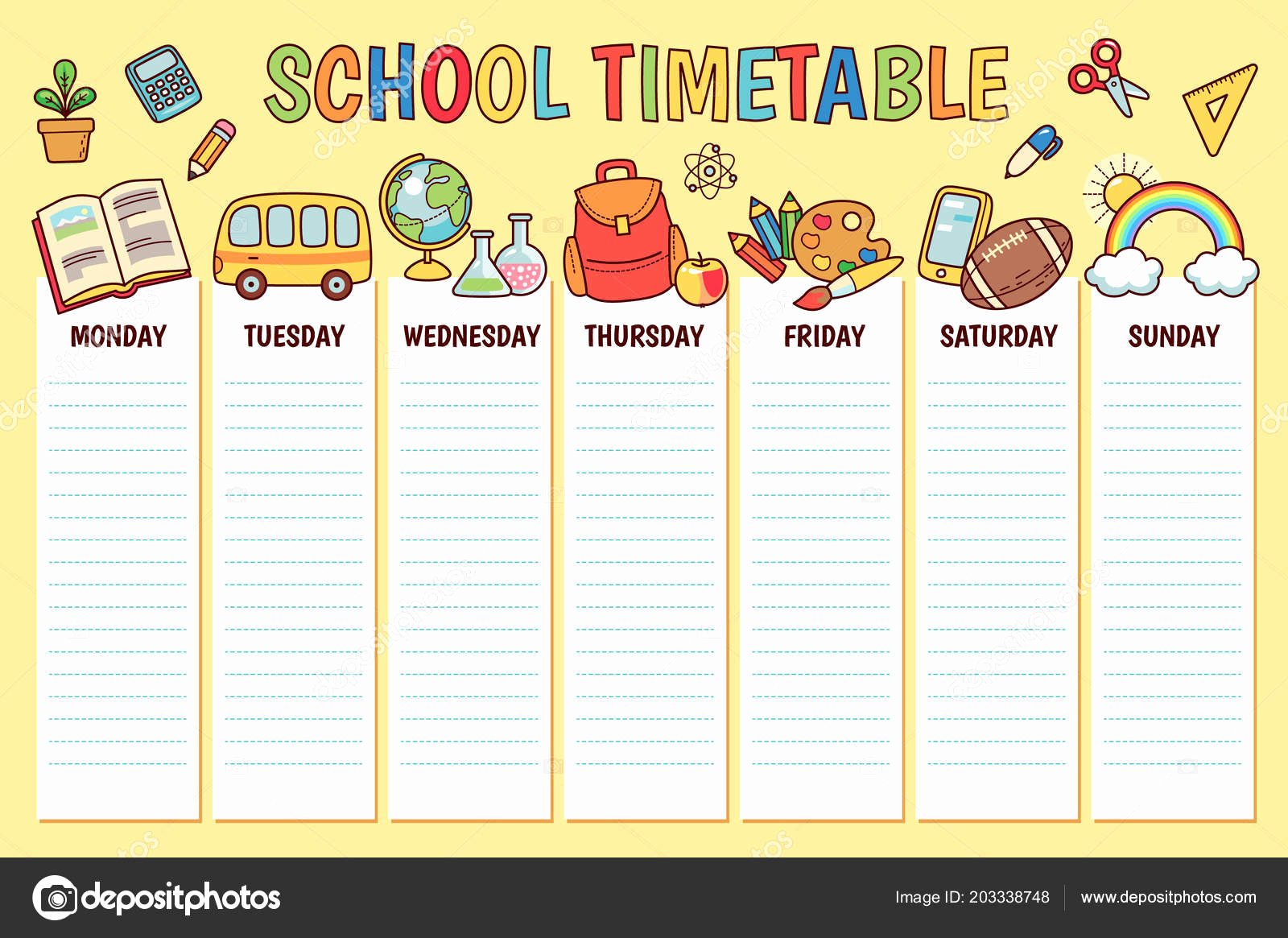 Sunday School Schedule Template Fresh Timetable Elementary School Weekly Planner Template