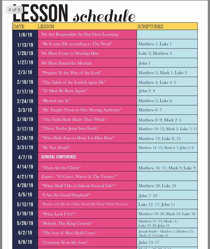 Sunday School Schedule Template Lovely Lesson Schedule Template