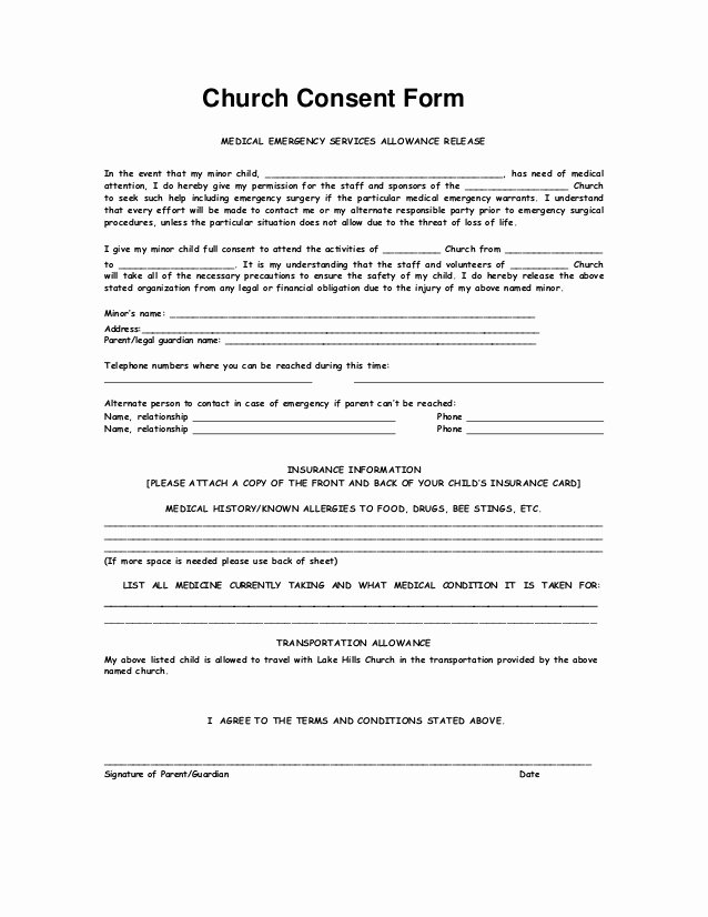 Surgical Consent form Template Awesome Medical Emergency Consent