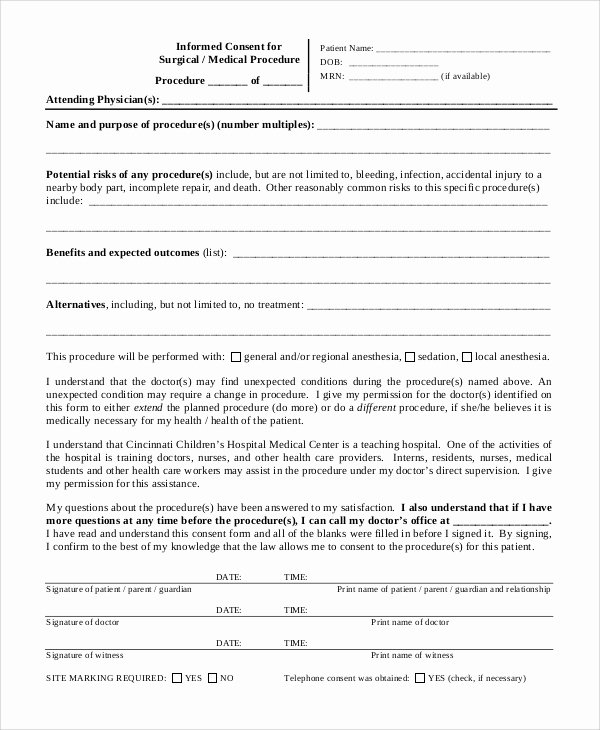 Surgical Consent form Template Awesome Sample Informed Consent form 9 Examples In Pdf Word