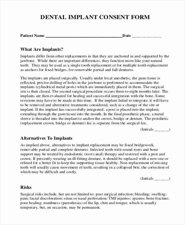 Surgical Consent form Template Inspirational Free 7 Dental Consent form Samples In Sample Example format