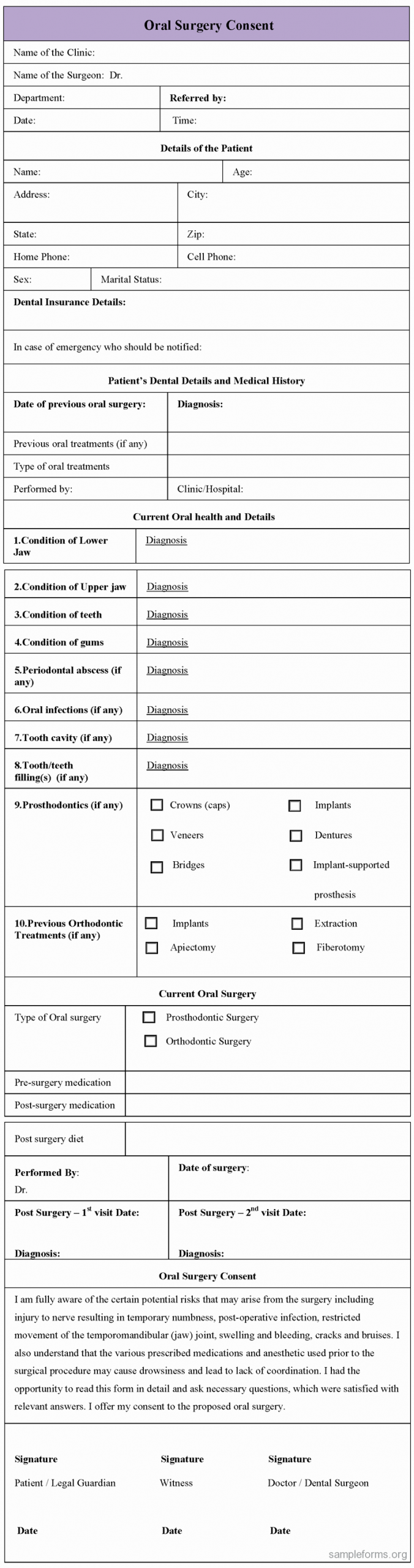 Surgical Consent form Template Inspirational oral Surgery Consent form Sample forms