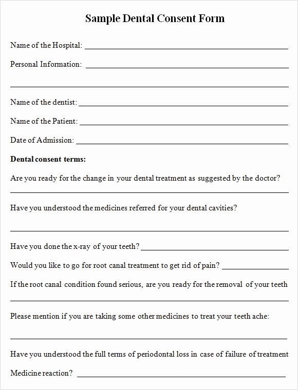 Surgical Consent form Template Lovely Free 6 Sample Dental Consent forms In Pdf