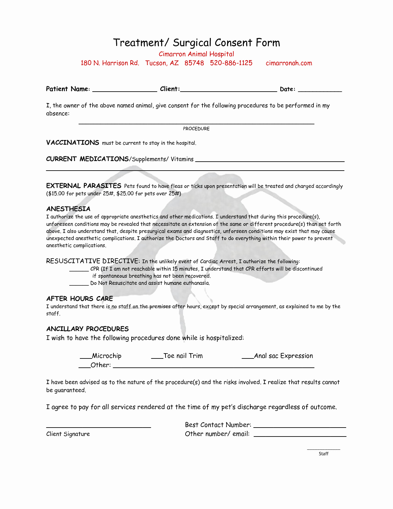 Surgical Consent form Template New Hospital Surgical Consent form Consent form