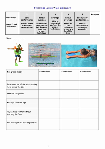 Swim Lesson Plan Template Beautiful Swimming assessment Cards by Kierondes1