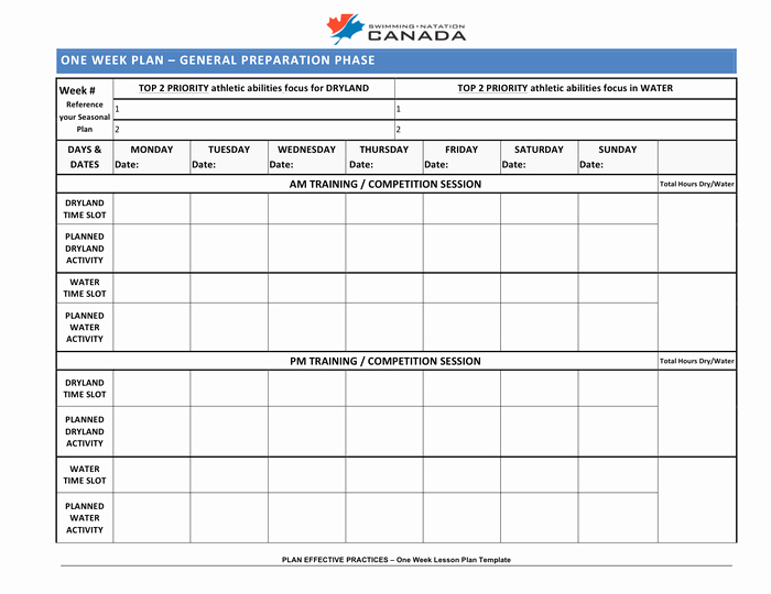 Swim Lesson Plan Template Beautiful Swimming Week Plan Template In Word and Pdf formats