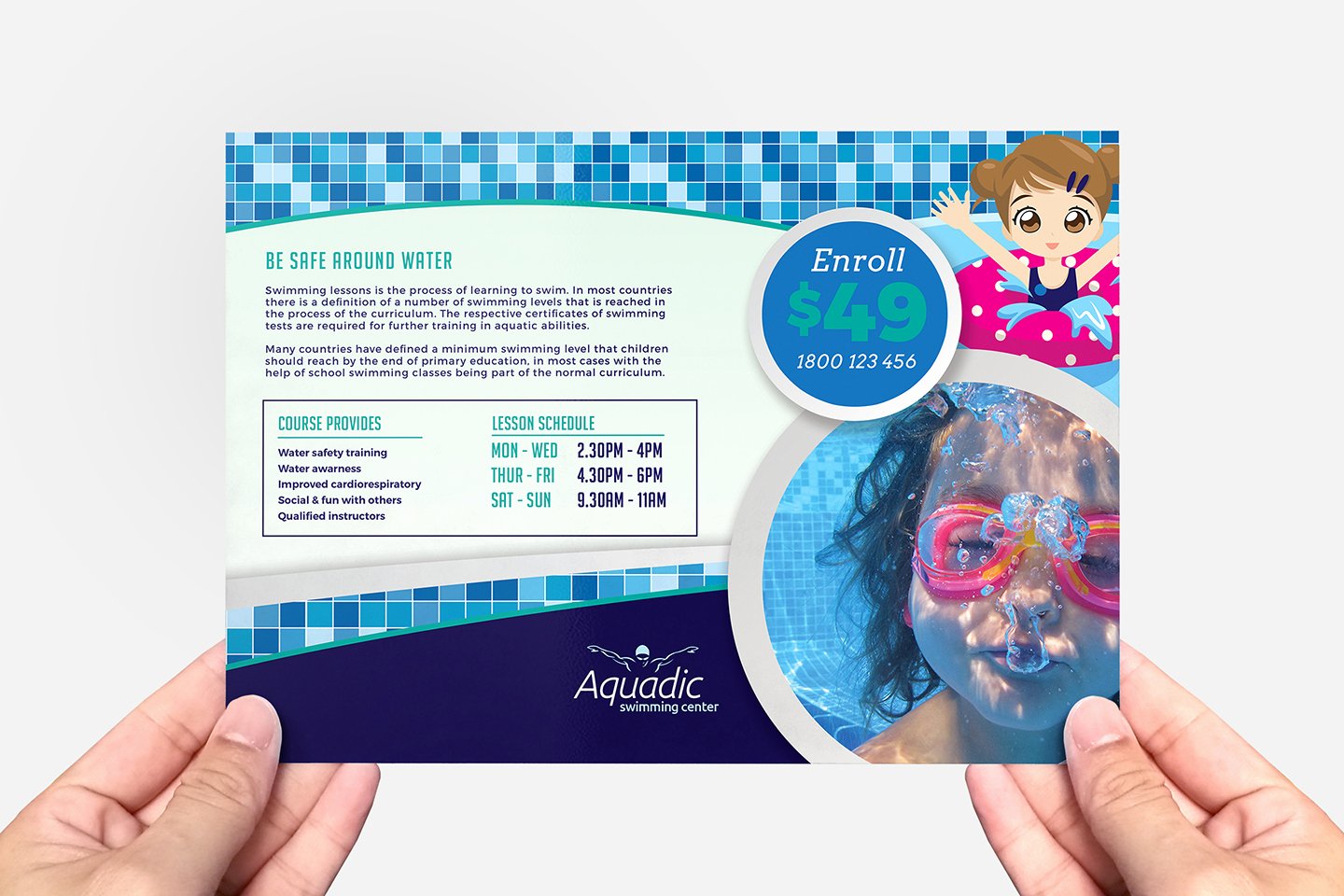 swimming lessons flyer template