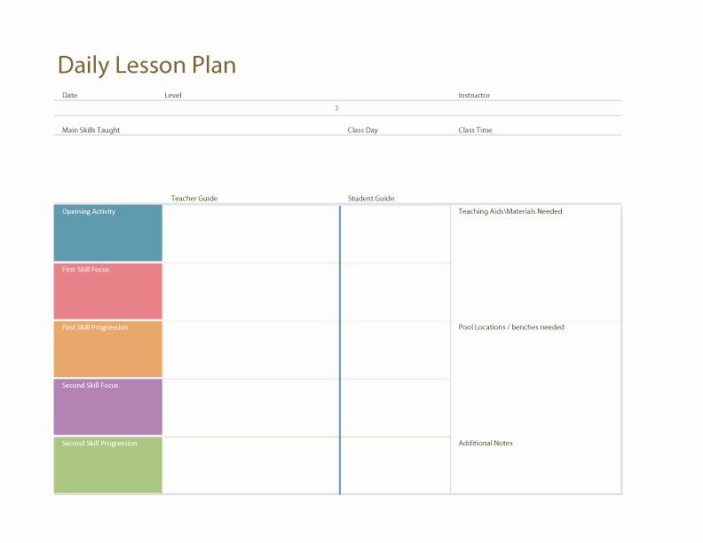 Swim Lesson Plan Template Unique Swim Lesson Plan – General Template