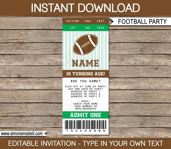 Tailgate Party Invitation Template Luxury Football Ticket Invitation Template Birthday Party