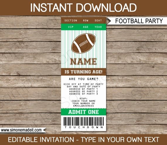 Tailgate Party Invitation Template Unique Football Ticket Invitation Template Birthday Party