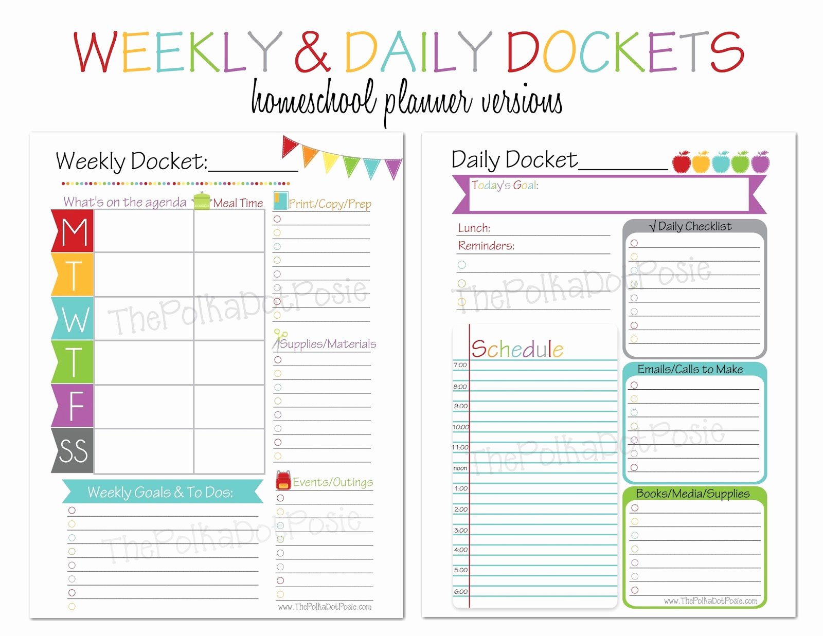 Teacher Daily Planner Template Best Of the Polka Dot Posie New Teacher &amp; Homeschool Planners