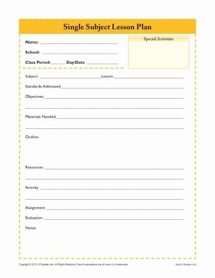 Teacher Daily Planner Template Inspirational Daily Single Subject Lesson Plan Template Secondary