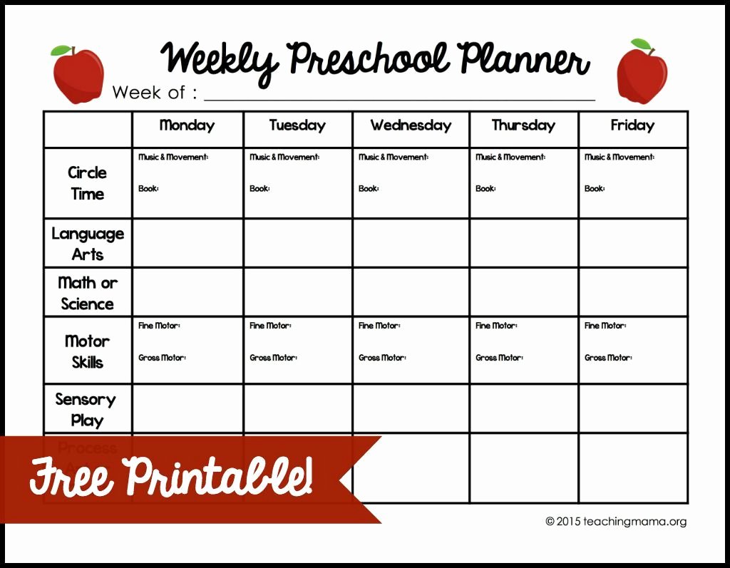 Teacher Day Plan Template Lovely Weekly Preschool Planner