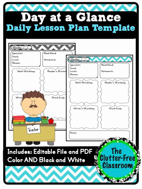 Teacher Day Plan Template New Day at A Glance Daily Lesson Planning Lesson Plan