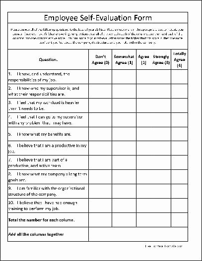 Teacher Evaluation form Template Beautiful Free Basic Employee Self Evaluation form From formville