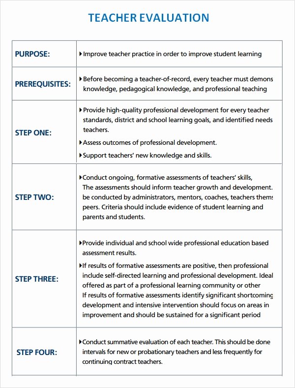 Teacher Evaluation form Template Best Of Teacher Evaluation 8 Free Download for Word Pdf