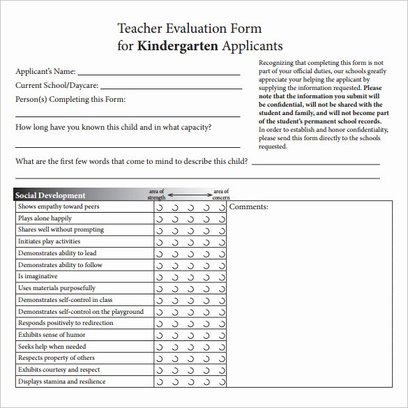 Teacher Evaluation form Template Elegant Teacher Evaluation form 8 Free Samples Examples &amp; formats