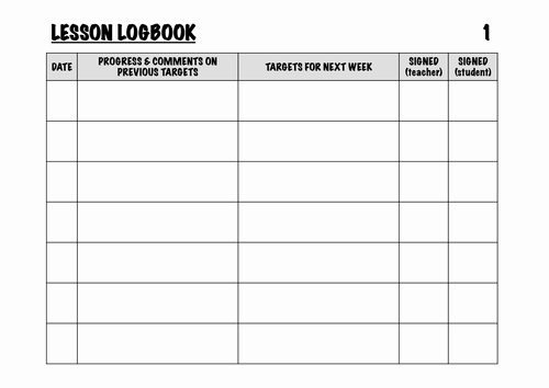 Teacher Lesson Plan Book Template Luxury Instrumental Lesson Logbook by Jamesreevell